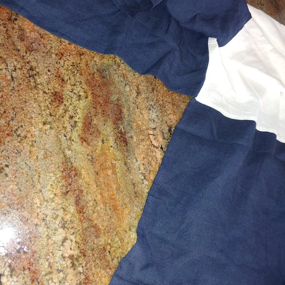Pottery Barn Kids Navy Blue Flax Linen Pleated Crib Skirt 16